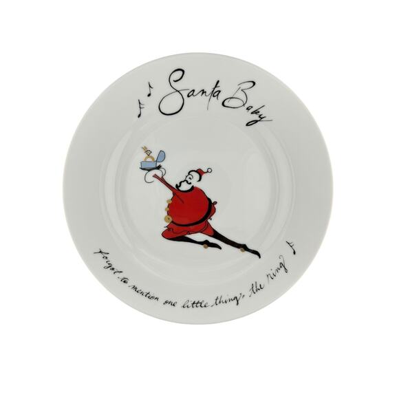 Vintage Pottery Barn Collectors Edition Santa Baby Dessert Plates Set of 8 - Picture 7 of 9